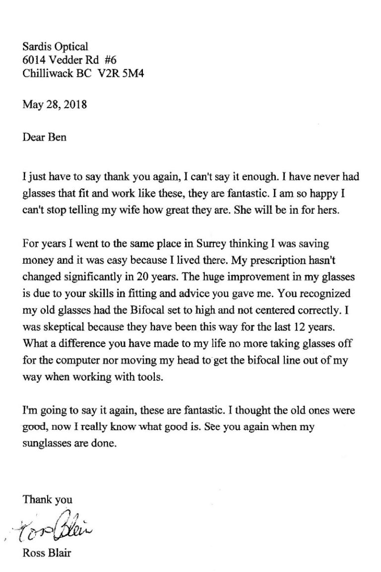 Testimonials Sardis Optical